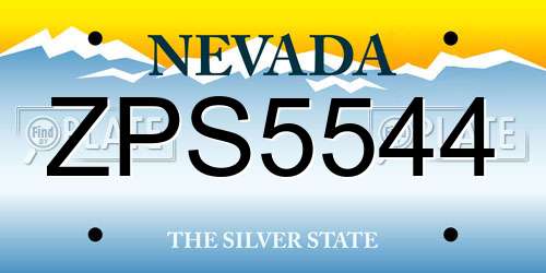 ZPS5544 Nevada License Plate