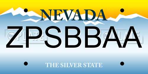 ZPSBBAA Nevada License Plate