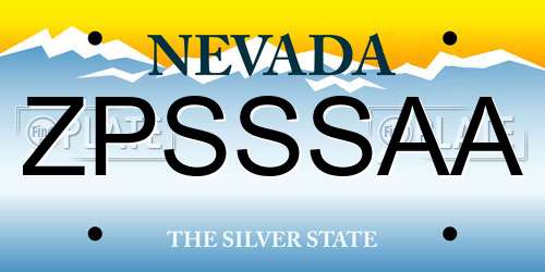 ZPSSSAA Nevada License Plate