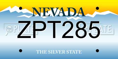 ZPT285 Nevada License Plate