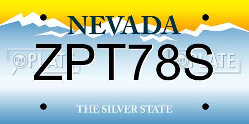 ZPT78S Nevada License Plate