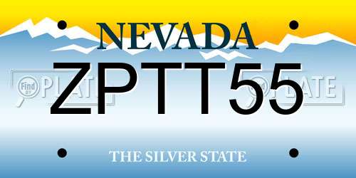 ZPTT55 Nevada License Plate