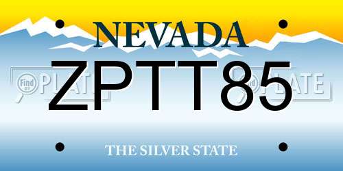 ZPTT85 Nevada License Plate