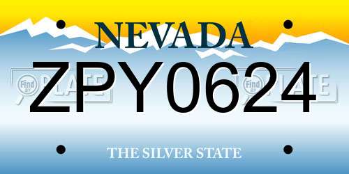 ZPY0624 Nevada License Plate