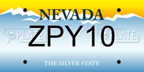 ZPY10 Nevada License Plate