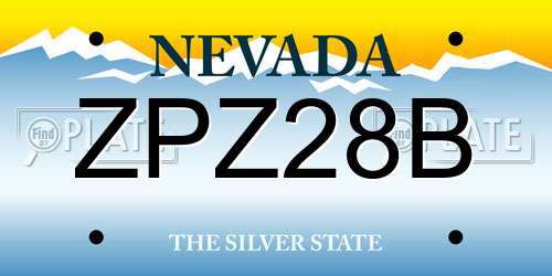 ZPZ28B Nevada License Plate