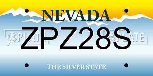ZPZ28S Nevada License Plate