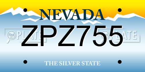 ZPZ755 Nevada License Plate