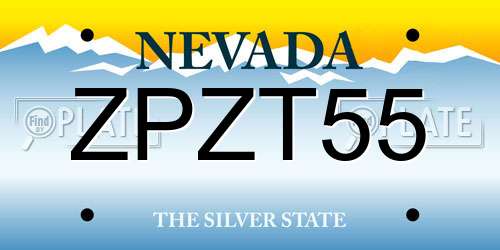 ZPZT55 Nevada License Plate