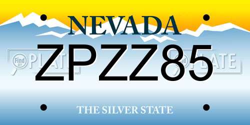 ZPZZ85 Nevada License Plate