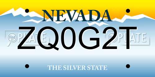 ZQ0G2T Nevada License Plate