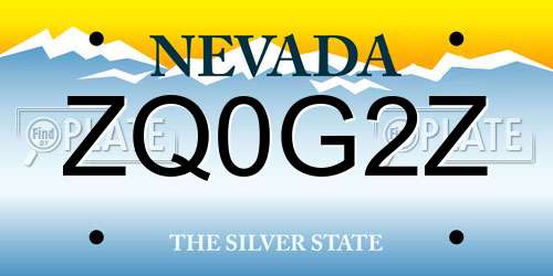 ZQ0G2Z Nevada License Plate