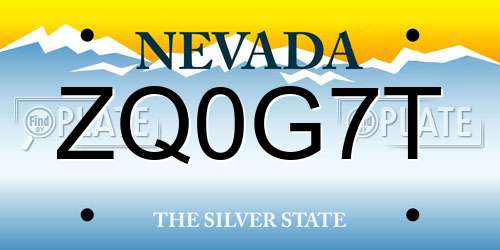 ZQ0G7T Nevada License Plate