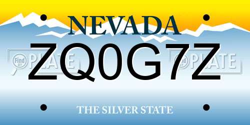ZQ0G7Z Nevada License Plate