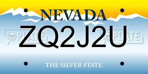 ZQ2J2U Nevada License Plate