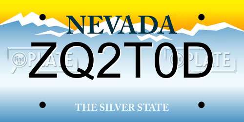 ZQ2T0D Nevada License Plate
