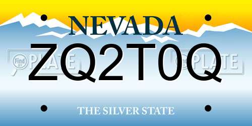 ZQ2T0Q Nevada License Plate