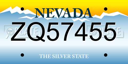 ZQ57455 Nevada License Plate