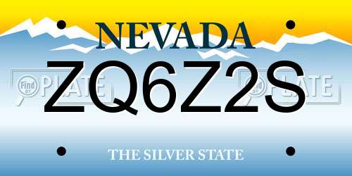 ZQ6Z2S Nevada License Plate
