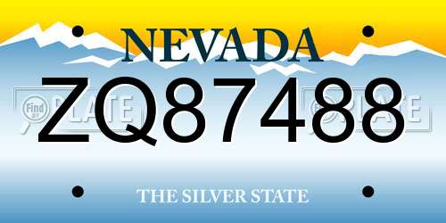 ZQ87488 Nevada License Plate