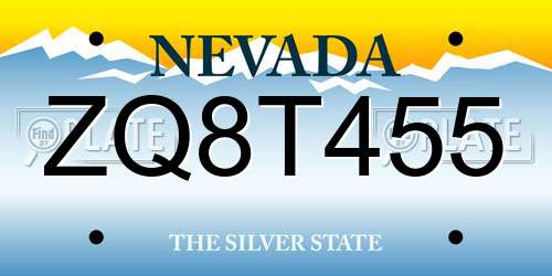 ZQ8T455 Nevada License Plate