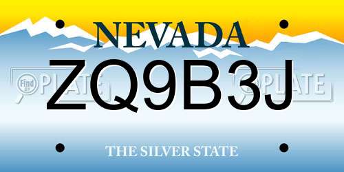 ZQ9B3J Nevada License Plate