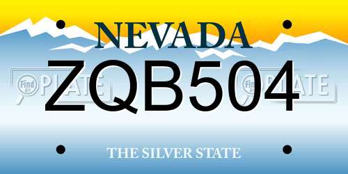 ZQB504 Nevada License Plate
