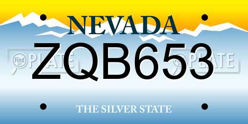 ZQB653 Nevada License Plate