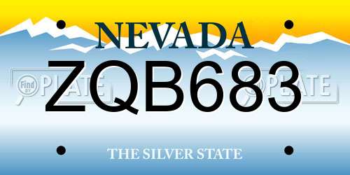 ZQB683 Nevada License Plate