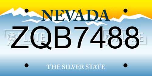 ZQB7488 Nevada License Plate