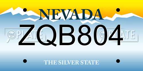 ZQB804 Nevada License Plate