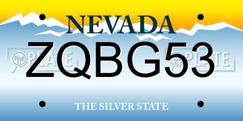 ZQBG53 Nevada License Plate