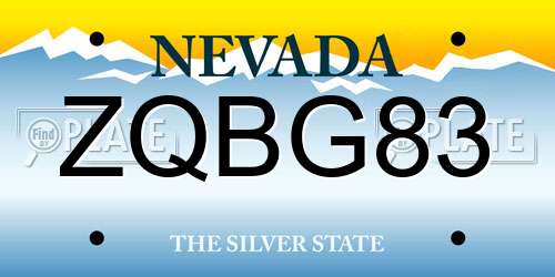 ZQBG83 Nevada License Plate