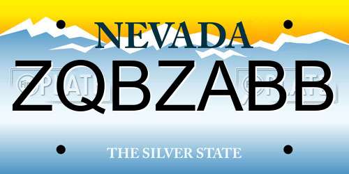ZQBZABB Nevada License Plate