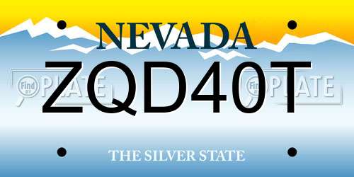 ZQD40T Nevada License Plate