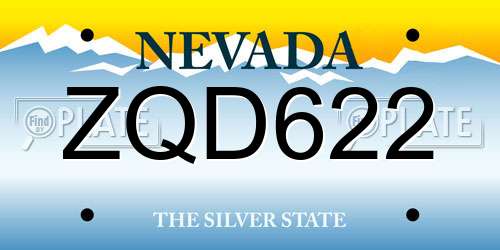 ZQD622 Nevada License Plate