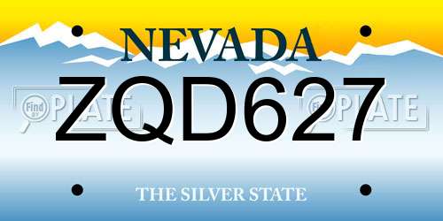 ZQD627 Nevada License Plate