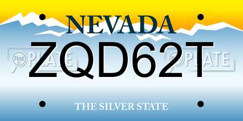 ZQD62T Nevada License Plate