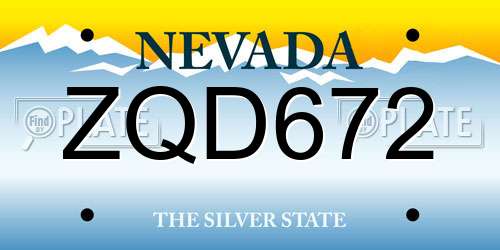 ZQD672 Nevada License Plate