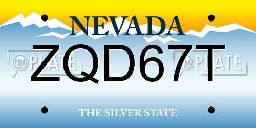 ZQD67T Nevada License Plate