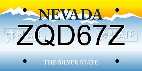 ZQD67Z Nevada License Plate