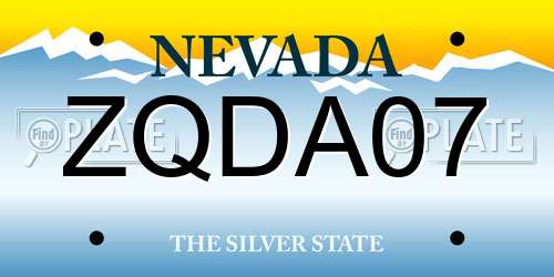 ZQDA07 Nevada License Plate