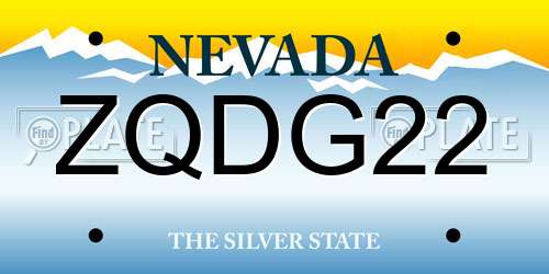 ZQDG22 Nevada License Plate