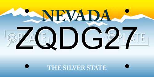 ZQDG27 Nevada License Plate