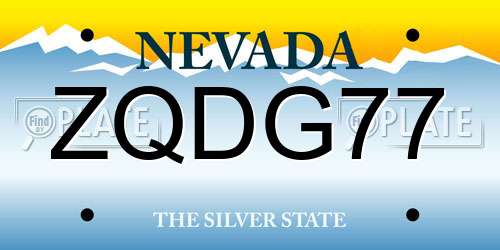 ZQDG77 Nevada License Plate