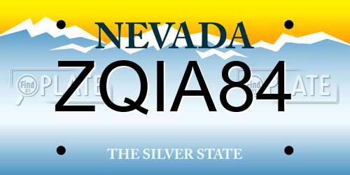 ZQIA84 Nevada License Plate