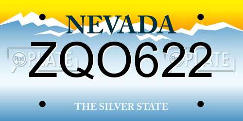 ZQO622 Nevada License Plate