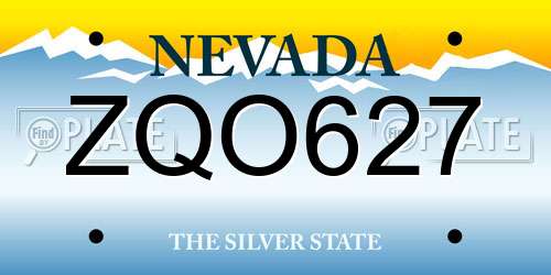 ZQO627 Nevada License Plate