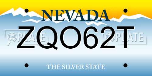 ZQO62T Nevada License Plate