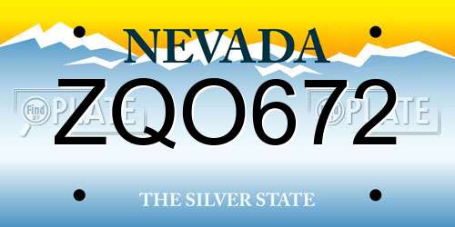 ZQO672 Nevada License Plate